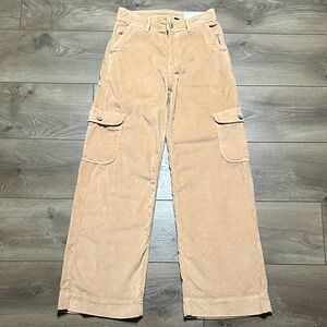 American Eagle Super‎ High Rise Baggy Corduroy Wide Leg Pants Tab Size 24 Short